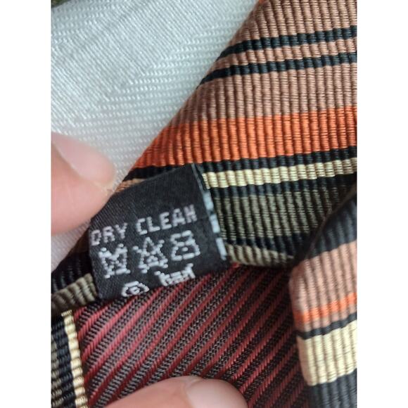 FABIO FERRETTI, Designer Dress Tie, Striped Fall Colors, 100% Silk, Italian vtg - Picture 6 of 7